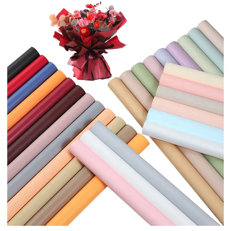 Papier mat de couleur unie, épaissi, imperméable, papier d'emballage de fleurs coréennes, papier de couleur bonbon, matériel de Bouquet, vente en gros 20 feuilles