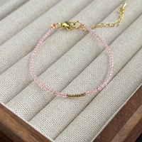 Pulsera Bohemia Minimalista de Alta Calidad para Mujer, Delicada con Cuentas de Piedras Preciosas Naturales en Azul Agua Menta, Detalles en Oro y Plata