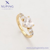 X001128482 Bijoux Xuping pour femmes, plaqué or 14 carats, bague de fiançailles et de mariage tendance avec grand cœur unique pour elle