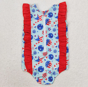 Trajes de baño para bebés, niñas y niños, 4 de julio, Smile Sibling Trunks - Product Image 4