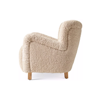 Fauteuil simple durable pour salon, avec accoudoirs évasés, pieds en chêne massif, fauteuil rembourré, mobilier d'intérieur pour villa et appartement