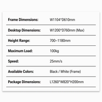 Bureau réglable électrique à double moteur intelligent avec panneau rabattable partiel, en acier laminé à froid, design simple