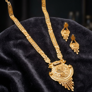 Ensemble de bijoux fantaisie plaqué or 14K 18K 24K en gros, parure de bijoux longue, bijoux traditionnels, bijoux en laiton rempli d'or. - Product Image 4