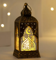 Muslimische Laternen-Dekoration Eid Mubarak Ramadan 3D LED Mond-Stern-Nachtlicht Runde Plastiklampe Schlafzimmerdekoration Geschenk