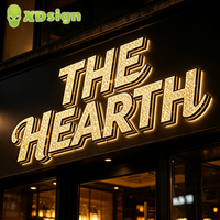 Letras de Canal LED con Diamantes Personalizadas para Restaurantes XDsign, Letrero 3D IPX7 Impermeable, Iluminación Publicitaria Direccional Multicolor