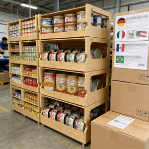 علبة الخيزران منظم مخزن الخيزران 2 طبقات يمكن تكديسة رف تخزين مثالية ل 36 الغذاء البشري والحيوانات الأليفة للمخزن - Product Image 1