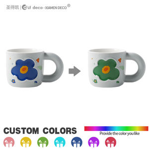 Tazza da caffè con <span class=keywords><strong>Design</strong></span> floreale in ceramica con Logo personalizzato con manico per caffetteria - Product Image 4