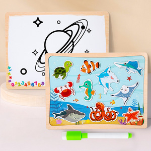 Creative Montessori Educational 2-in-1 Fridge Sticker Drawing Board Puzzle Wood Grasping Toy for Kids Learning - Product Image 4