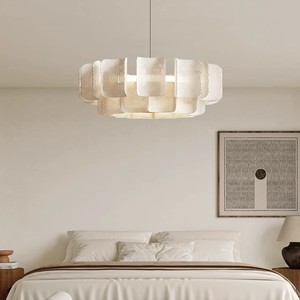 Lámpara colgante redonda estilo Wabi Sabi LED E27 blanca para sala de estar, dormitorio, comedor - Product Image 4