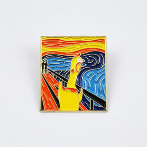 Broche de aleación con diseño de animal pequeño que grita, único y adorable, con patrón de fondo de pintura al óleo abstracta, accesorio decorativo para mochila - Product Image 6