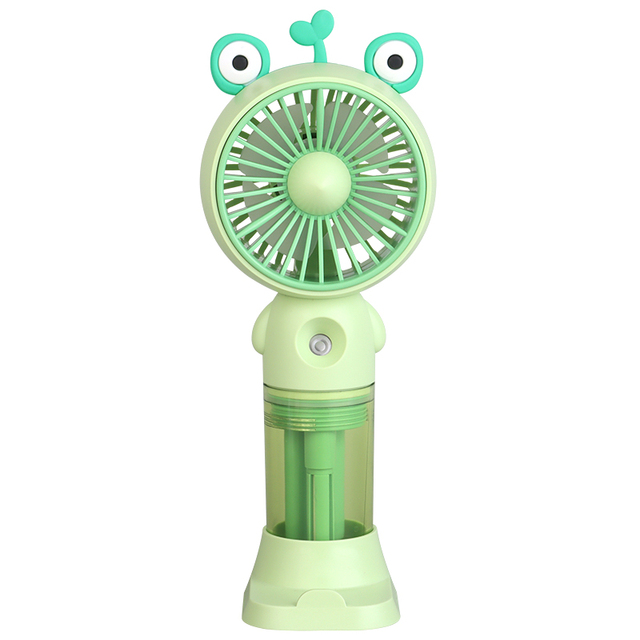 DD8133X Mini Portable Handheld Rechargeable Water Mist Fan Spray Summer Outdoor Travel Hand Fans Cartoon Frog for Party Gift