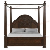 Ensemble de chambre à coucher en bois massif au design moderne, lit à baldaquin de style antique avec cadre de lit en bois de haute qualité, ensembles de chambre à coucher king size