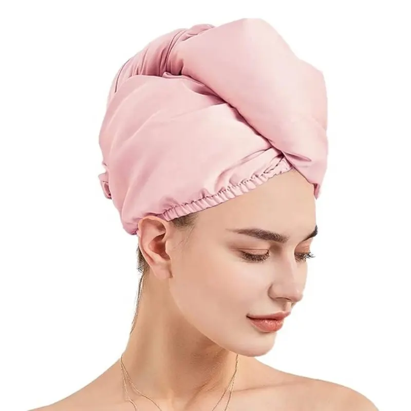 Sutra Microfiber bungkus handuk rambut untuk wanita handuk rambut untuk penyerap Super cepat kering rambut Turban