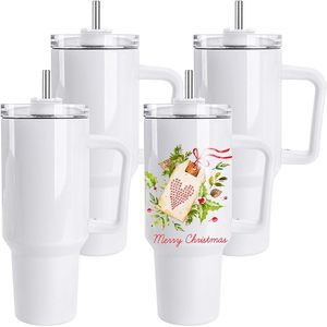 40 Oz Stainless Steel Vacuum Insulated Tumbler with Handle and Straw 12-24 Hours <b>Thermal</b> Insulation White Travel <b>Mug</b> - Product Image 1