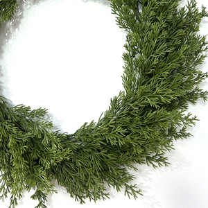 Hot Selling Simulation Plant Christmas Pine Cypress Wreath Home Hotel Halloween Decoration <b>Door</b> Window Hanging Plastic Wreath - Product Image 5