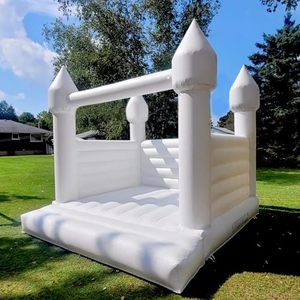Château gonflable blanc pour fêtes en plein air, mariage, château gonflable avec toboggan pour locations de châteaux gonflables - Product Image 1