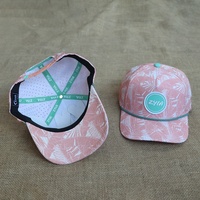 Casquettes de golf unisexes à 5 panneaux, perforées au laser, entièrement imprimées, avec logo brodé personnalisé, à la mode, pour le sport d'été, avec cordon