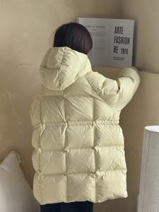 Veste d'hiver matelassée à capuche chaude pour filles, décontractée, tissée, à fermeture éclair, longue, gonflée, 90% duvet, coupe-vent - Product Image 2