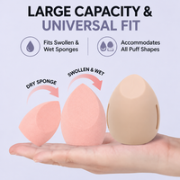 Étui pour éponge de maquillage en silicone, support portable, conteneur de rangement ventilé pour houppette à poudre, 3 couleurs