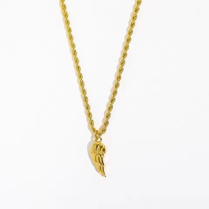 Collar con colgante de alas doradas y plateadas para hombres y mujeres, estilo hip-hop, cadena de aleación, joyería unisex, amuleto con temática cristiana - Product Image 2