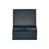 Boîte d'emballage cosmétique magnétique personnalisée bleu profond avec insert séparateur, gaufrage et pelliculage mat, boîte recyclable de style livre