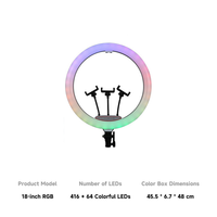 Prix Usine de Gros Lampe Annulaire LED Photographique Arc-en-Ciel RGB Dimmable pour Streaming en Direct et Maquillage, Tailles 8 10 12 14 18 Pouces