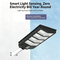 Lampadaire solaire tout-en-un 500W-2000W, étanche IP65, ABS, haute luminosité, LED SMD, détecteur de mouvement, télécommande