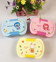 2024 School Kinderen Dubbele Waterflessen Lekvrije Plastic Magnetron Snack Sandwich Voedselcontainer Cartoon Draagbare Bento Lunchbox
