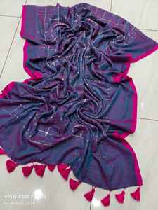 Blusa de Sari de Algodón Tejido ENT Akshay Sharma, Ecológica, de Secado Rápido, Ligera, Teñida Lisa, Vestido de Novia para Niñas, 6.3m - Product Image 3