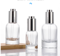 Flacons compte-gouttes en verre transparent de 15 ml, 30 ml, 50 ml avec bouchon métallique argenté, vides, pour sérum, huile essentielle, cosmétiques et soins de la peau