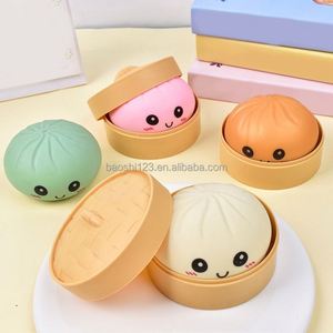 8.5*5.5cm Big Simulated Steamer Bun <b>Squishy</b> Colorful Face Glitter Bead Expression Fast Rebound Anti-stress Fidget Toy - Product Image 1