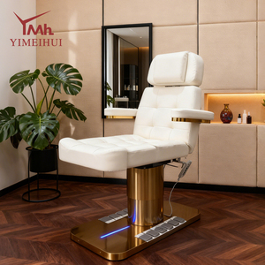 Moderna <span class=keywords><strong>Camilla</strong></span> Eléctrica de 3 Motores para Salón de Belleza, Color Blanco Dorado, para Tratamientos Faciales y de Pestañas - Product Image 6