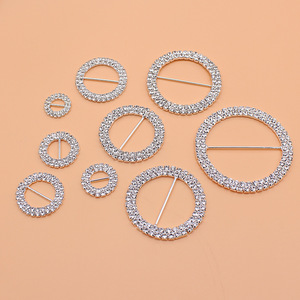 <span class=keywords><strong>Boucle</strong></span> coulissante ronde en argent avec embellissement en strass à 1 rangée minimaliste pour décor de boîtes-cadeaux en ruban - Product Image 4