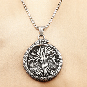 Collar con Colgante de Árbol de Acero Inoxidable con Diseño de Serpiente, Joyería de Moda Unisex 280739 - Product Image 1
