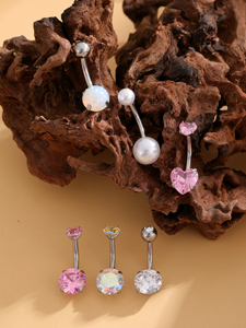 Lot de 6 Piercings de Nombril pour Femme, Bijoux en Cristal et Strass, Hypoallergéniques, Argent, Cadeau de Fiançailles et de Mariage - Product Image 5