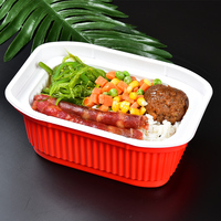 Boîte à lunch jetable auto-chauffante en plastique PP gaufré pour la restauration rapide à emporter : hamburgers, nouilles, sandwichs, sushis, gelées, pommes de terre