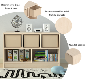 Organizzatore <span class=keywords><strong>Montessori</strong></span> in Legno a 2 Ripiani e 5 Scomparti per Giocattoli, Libreria per Asilo, Scuola Materna, Aula e Camere dei Bambini - Product Image 3