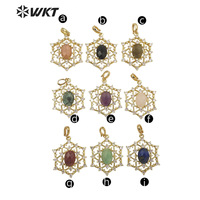 Pendentif en toile d'araignée plaqué or 18k, nouveau design creux, mode femmes, collier, bijoux, pendentif en pierre, WT-MP256