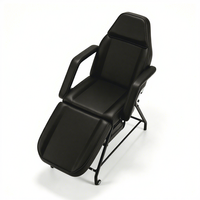 Fauteuil de beauté pliable et réglable, noir, en PVC imperméable, table portable pour extensions de cils, pédicure, tatouage, massage facial