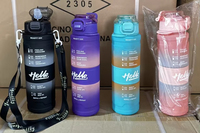 JM - Botella de Agua de Plástico Portátil de Gran Capacidad (1000 ml), Color Degradado, Esmerilada, para Deportes al Aire Libre y Viajes