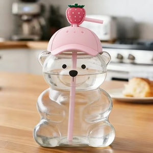 Hot-Selling Customized Brand Logo Teddy Bear Shape Silicone Cup <strong>Straw</strong> Reusable Eco-Friendly Anti-Slip Cold <strong>Drink</strong> Coffee Mug <strong>Hat</strong> - Product Image 3