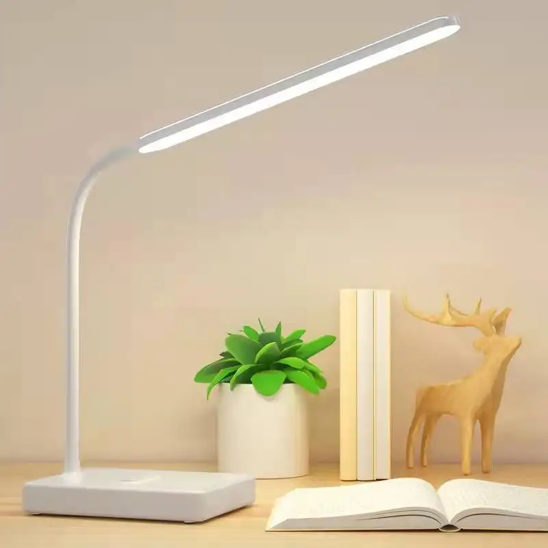 Eye-protecting Modern 3 Modes Touch Stepless Dimmer Rechargeable LED Table Lamps with Mobile Phone Holder for Study Desk