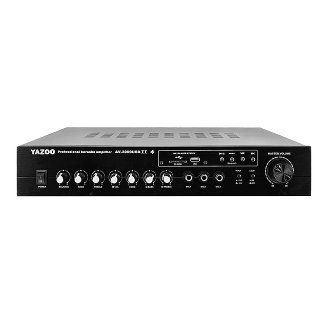 YAZOO AV3000 2 Channel Class AB Karaoke Amplifier Echo Stereo Mixing Power Amp USB SD AUX DVD Input for Home Bar Club Disco