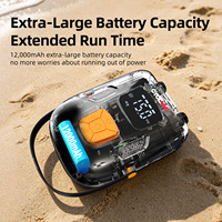 Pompe à air électrique CYCLAMI Q6 SUP, double mode, gonflage et dégonflage rapides, arrêt automatique, 20 PSI, 12000 mAh, portable avec 7 embouts, lumière LED