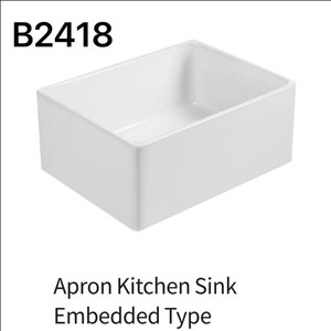 Fregadero de Cocina de Cerámica Blanca CR, de un Solo Tazón, 180 mm de Profundidad, Moderno, Minimalista, para Instalar Bajo Encimera - Product Image 4