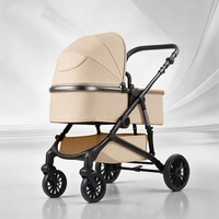 Grande poussette légère en lin pliable à 4 roues avec amortissement et coussin pour enfant jusqu'à 3 ans