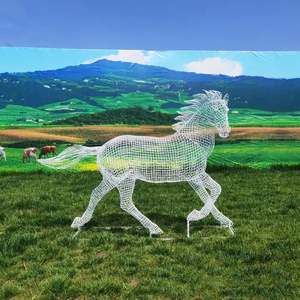 Procesamiento hecho a medida arte del hierro abstracto malla de alambre hueco escultura Animal Caracol caballo mariposa hormiga boceto al aire libre paisaje - Product Image 6