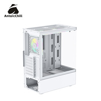 Boîtier PC AntarcChill White Sea View à double compartiment avec refroidisseur liquide 240 mm, compatible ATX MATX ITX, panneau en verre, prêt pour l'OEM