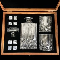 Ensemble cadeau de pierres à whisky en verre soufflé à la main et ensemble de carafe à whisky de luxe de 720 ml pour cadeau d'anniversaire