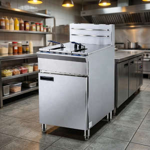 Freidora Industrial de Acero Inoxidable de Tres Tubos Verticales con Tanque Único y Doble Filtro, CMR-3G, 2800W, Multi-Enchufe, para Negocios de Catering - Product Image 3